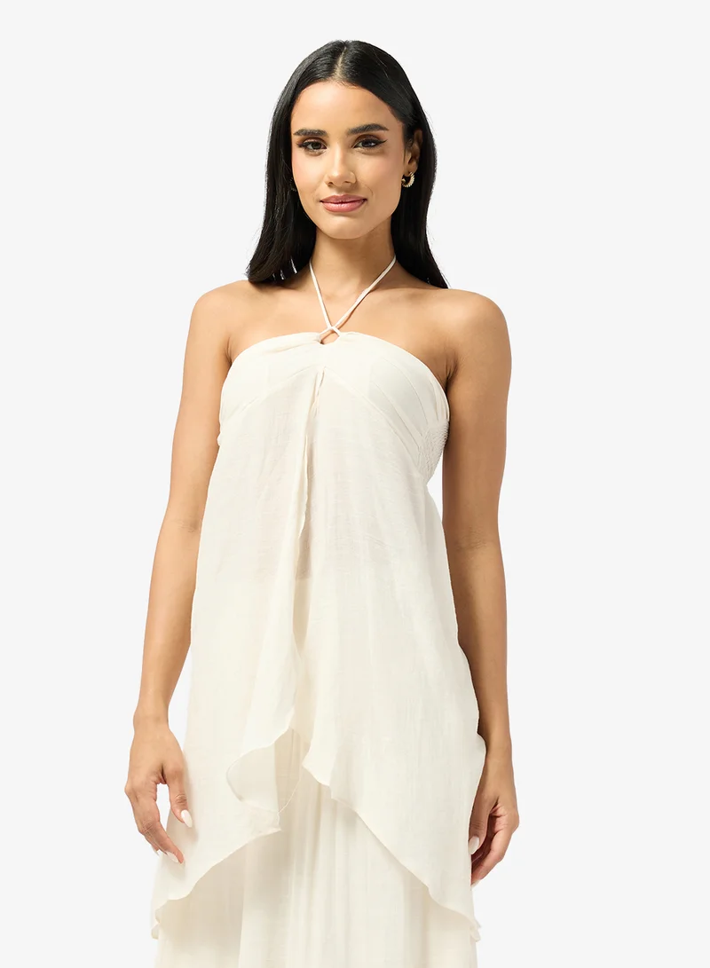 Ginger  Halter Neck Longline Top & A Line Skirt Coord Set for Women | Best Price UAE